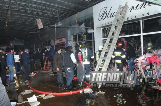 Fire in "Bina" Trade Center. Baku, Azerbaijan, Dec.24, 2013