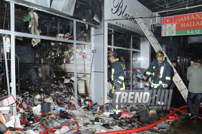 Fire in "Bina" Trade Center. Baku, Azerbaijan, Dec.24, 2013