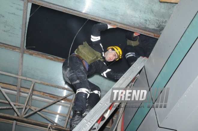 Fire in "Bina" Trade Center. Baku, Azerbaijan, Dec.24, 2013