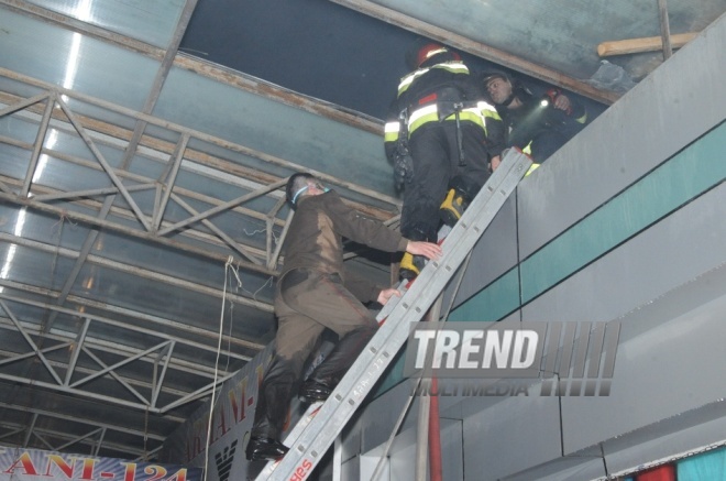 Fire in "Bina" Trade Center. Baku, Azerbaijan, Dec.24, 2013