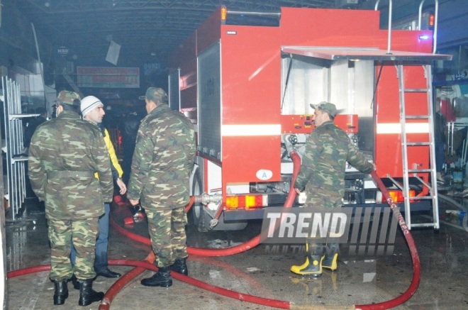 Fire in "Bina" Trade Center. Baku, Azerbaijan, Dec.24, 2013