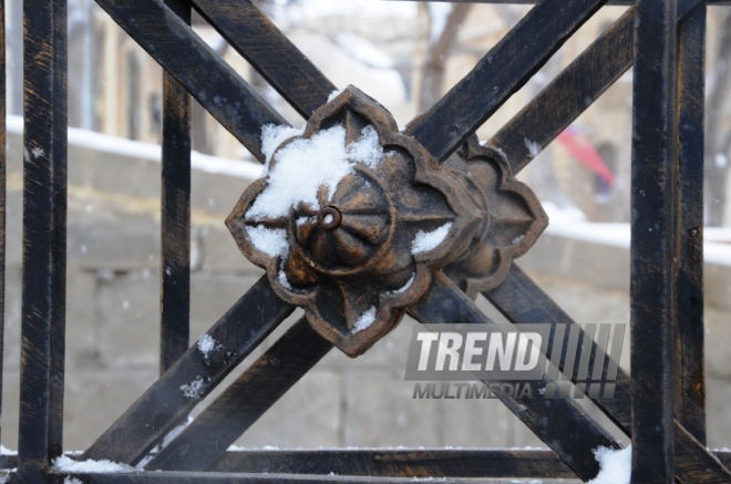 Snowy landscapes in Baku. Azerbaijan, Jan.31, 2014