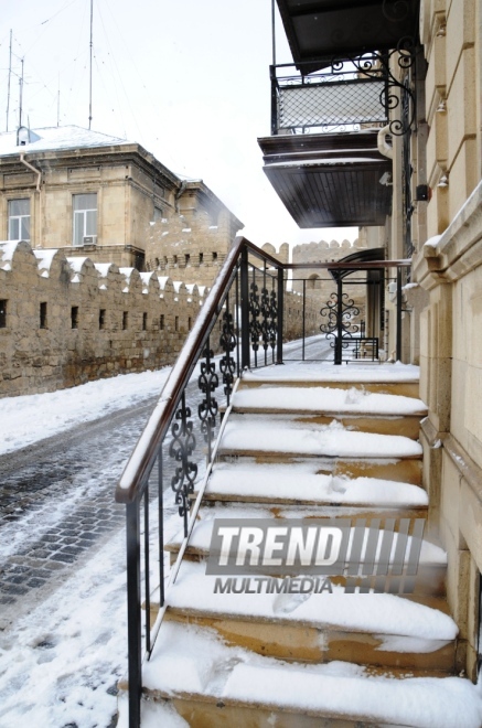 Snowy landscapes in Baku. Azerbaijan, Jan.31, 2014