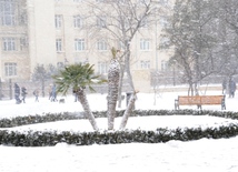 Snowy landscapes in Baku. Azerbaijan, Jan.31, 2014