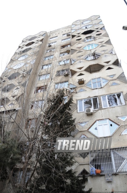 A strong explosion occurred in the basement of an unfinished residential building near the Azadlig prospekti subway station in Baku. Azerbaijan, Feb.13, 2014