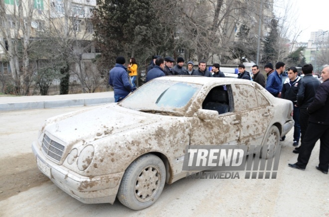 A strong explosion occurred in the basement of an unfinished residential building near the Azadlig prospekti subway station in Baku. Azerbaijan, Feb.13, 2014