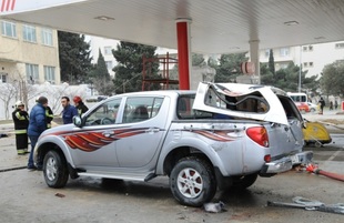 An explosion occurred at a petrol station's gas tank in Baku. Azerbaijan, Feb.13, 2014