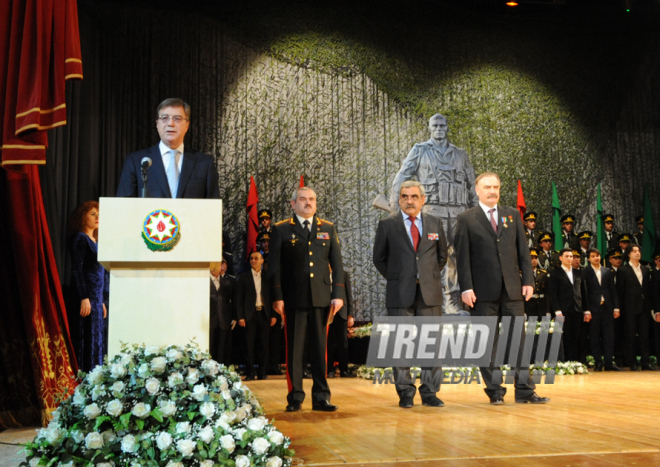 Solemn ceremony under the motto "Azerbaijani veterans of Afghanistan ready for any order of the Supreme Commander!" dedicated to the 25th anniversary of the Soviet troops withdrawal from Afghanistan. Baku, Azerbaijan, Feb.19, 2014 