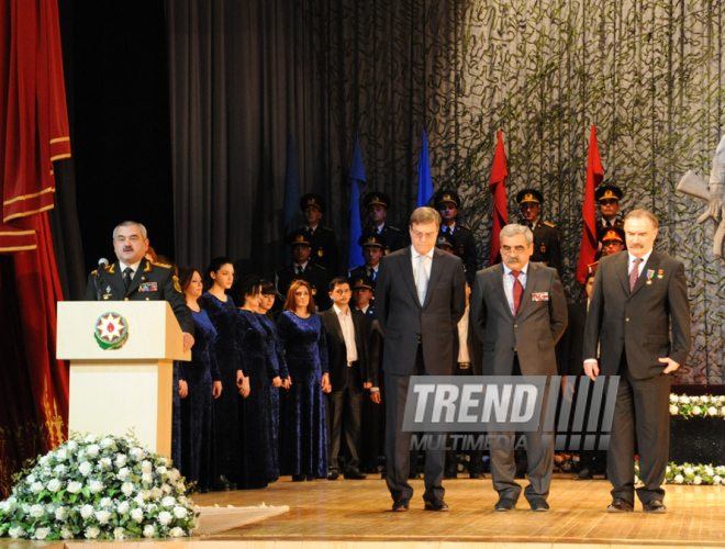 Solemn ceremony under the motto "Azerbaijani veterans of Afghanistan ready for any order of the Supreme Commander!" dedicated to the 25th anniversary of the Soviet troops withdrawal from Afghanistan. Baku, Azerbaijan, Feb.19, 2014 