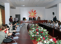 Press-conference of Azerbaijani representative at Eurovision-2014 song contest Dilara Kazimova. Baku, Azerbaijan, March 03, 2014