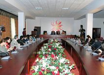 Press-conference of Azerbaijani representative at Eurovision-2014 song contest Dilara Kazimova. Baku, Azerbaijan, March 03, 2014