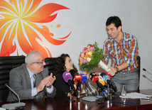 Press-conference of Azerbaijani representative at Eurovision-2014 song contest Dilara Kazimova. Baku, Azerbaijan, March 03, 2014