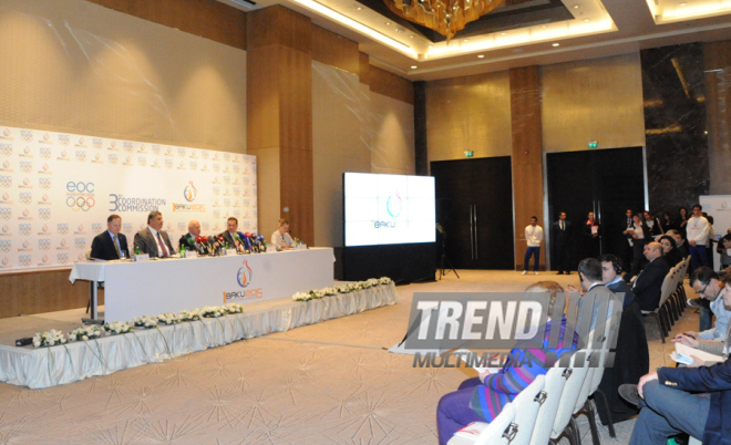 Пресс-конференция, посвященная третьему заседанию Координационного комитета Европейских игр. Баку, Азербайджан, 04 апреля 2014 г.