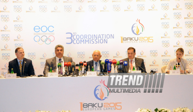 Пресс-конференция, посвященная третьему заседанию Координационного комитета Европейских игр. Баку, Азербайджан, 04 апреля 2014 г.