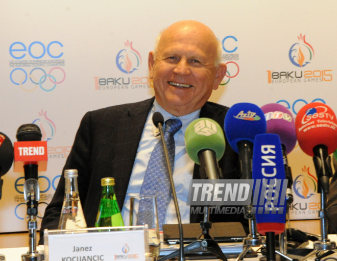 Пресс-конференция, посвященная третьему заседанию Координационного комитета Европейских игр. Баку, Азербайджан, 04 апреля 2014 г.