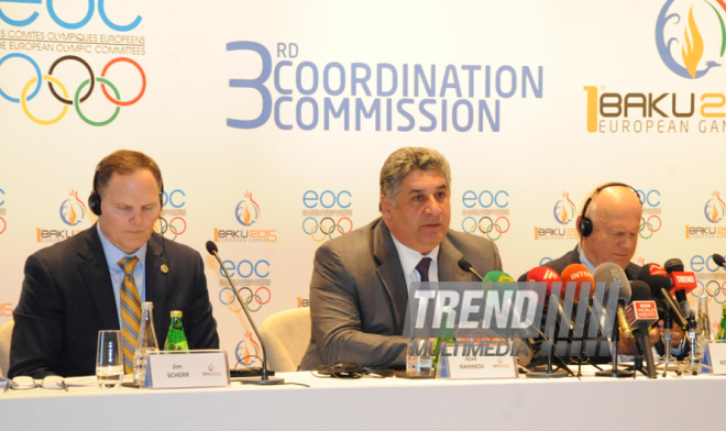 Пресс-конференция, посвященная третьему заседанию Координационного комитета Европейских игр. Баку, Азербайджан, 04 апреля 2014 г.
