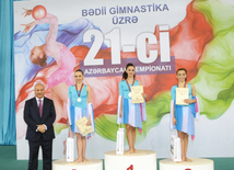 Azərbaycan Gimnastika Federasiyasının vitse-prezidenti Altay Həsənov Bədii gimnastika üzrə 21-ci Azərbaycan çempionatının bağlanış mərasimində. Bakı, Azərbaycan, 19 aprel 2014