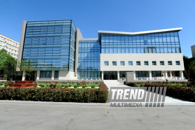 A new building of the Central Library of the Azerbaijan National Academy of Sciences. Baku, Azerbaijan, May 05, 2014