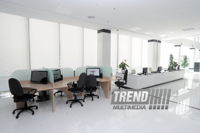 A new building of the Central Library of the Azerbaijan National Academy of Sciences. Baku, Azerbaijan, May 05, 2014