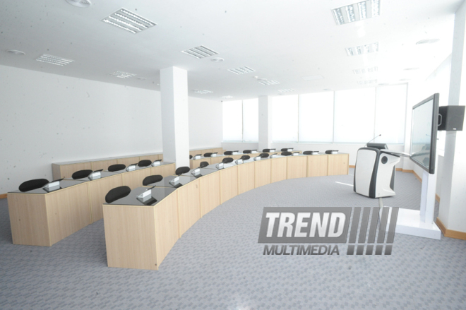 A new building of the Central Library of the Azerbaijan National Academy of Sciences. Baku, Azerbaijan, May 05, 2014