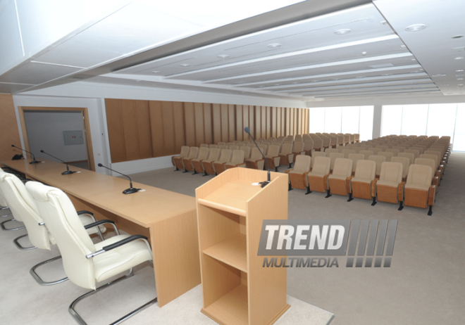 A new building of the Central Library of the Azerbaijan National Academy of Sciences. Baku, Azerbaijan, May 05, 2014