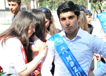 Last bell - symbol of the end of perfect school time. Baku, Azerbaijan, May 30, 2014