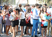 Last bell - a favorite holiday of schoolchildren. Baku, Azerbaijan, May 30, 2014