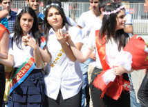 Last bell - symbol of the end of perfect school time. Baku, Azerbaijan, May 30, 2014