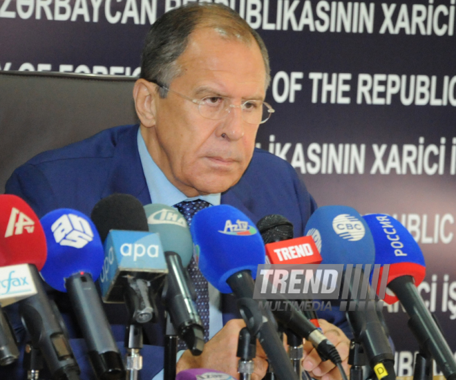 Azerbaijani Foreign Minister Elmar Mammadyarov met his russian counterpart Sergey Lavrov. Baku, Azerbaijan, June 18, 2014