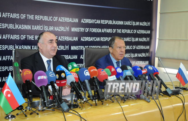 Azerbaijani Foreign Minister Elmar Mammadyarov met his russian counterpart Sergey Lavrov. Baku, Azerbaijan, June 18, 2014