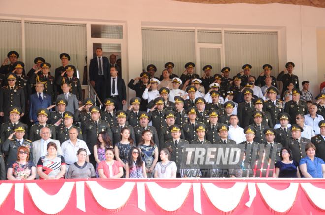 A solemn ceremony of graduates of special educational institutions of the Heydar Aliyev Higher Military School. Baku, Azerbaijan, June 24, 2014