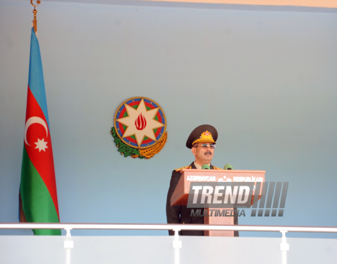 A solemn ceremony of graduates of special educational institutions of the Heydar Aliyev Higher Military School. Baku, Azerbaijan, June 24, 2014