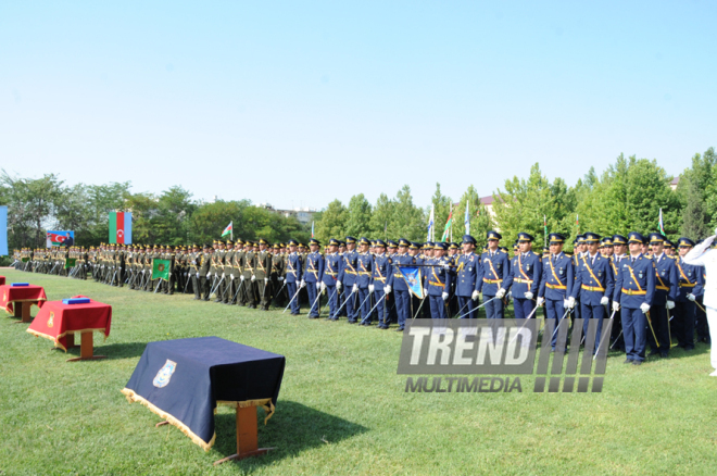 A solemn ceremony of graduates of special educational institutions of the Heydar Aliyev Higher Military School. Baku, Azerbaijan, June 24, 2014