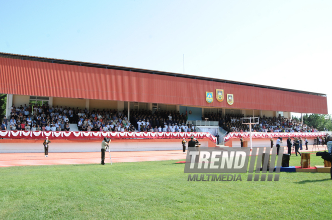 A solemn ceremony of graduates of special educational institutions of the Heydar Aliyev Higher Military School. Baku, Azerbaijan, June 24, 2014