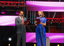 A concert and fireworks on the anniversary of Heydar Aliyev's coming to power in Azerbaijan. Baku, Azerbaijan, July 14, 2014