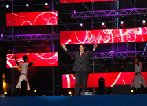 A concert and fireworks on the anniversary of Heydar Aliyev's coming to power in Azerbaijan. Baku, Azerbaijan, July 14, 2014