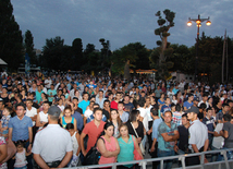 A concert and fireworks on the anniversary of Heydar Aliyev's coming to power in Azerbaijan. Baku, Azerbaijan, July 14, 2014