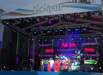 A concert and fireworks on the anniversary of Heydar Aliyev's coming to power in Azerbaijan. Baku, Azerbaijan, July 14, 2014