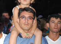 A concert and fireworks on the anniversary of Heydar Aliyev's coming to power in Azerbaijan. Baku, Azerbaijan, July 14, 2014