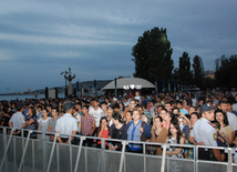 A concert and fireworks on the anniversary of Heydar Aliyev's coming to power in Azerbaijan. Baku, Azerbaijan, July 14, 2014