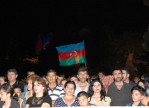 A concert and fireworks on the anniversary of Heydar Aliyev's coming to power in Azerbaijan. Baku, Azerbaijan, July 14, 2014