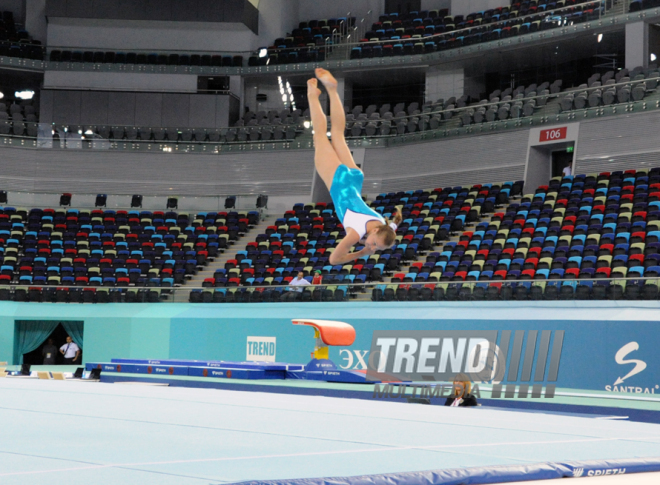 İdman gimnastikası, akrobatika və tamblinq üzrə birgə yarışların ilk gününün qalibləri müəyyənləşib. Bakı, Azərbaycan, 06 avqustç 2014