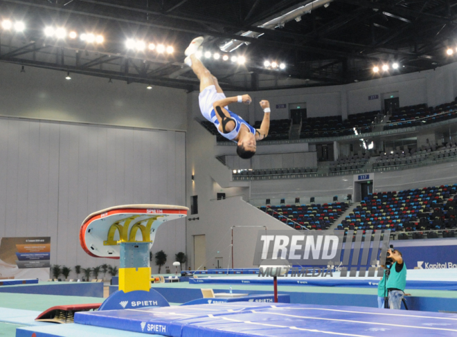 İdman gimnastikası, akrobatika və tamblinq üzrə birgə yarışların ikinci günü. Bakı, Azərbaycan, 07 avqust 2014