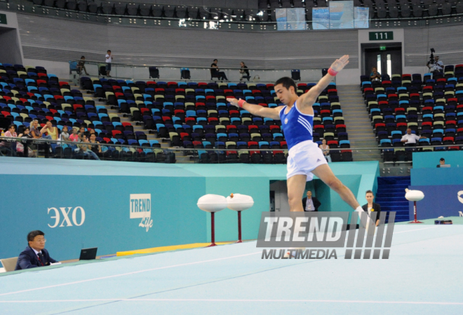 İdman gimnastikası, akrobatika və tamblinq üzrə birgə yarışların ikinci günü. Bakı, Azərbaycan, 07 avqust 2014