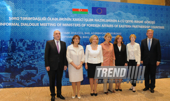 Bakıda Aİ-nin "Şərq tərəfdaşlığı" proqramının iştirakçısı olan ölkələrin XİN rəhbərlərinin qeyri-rəsmi görüşü keçirilib. Bakı, Azərbaycan, 09 sentyabr 2014