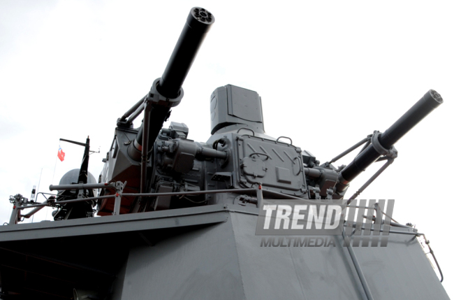 Ships of Russia’s Caspian Flotilla arrive in Baku port.Baku, Azerbaijan, Oct.20, 2014