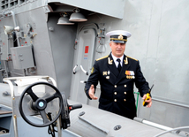 Ships of Russia’s Caspian Flotilla arrive in Baku port.Baku, Azerbaijan, Oct.20, 2014