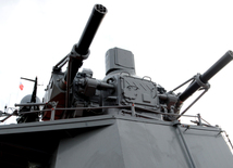 Ships of Russia’s Caspian Flotilla arrive in Baku port.Baku, Azerbaijan, Oct.20, 2014