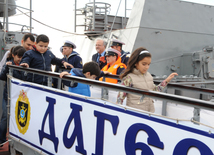 Ships of Russia’s Caspian Flotilla arrive in Baku port.Baku, Azerbaijan, Oct.20, 2014