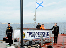 Ships of Russia’s Caspian Flotilla arrive in Baku port.Baku, Azerbaijan, Oct.20, 2014